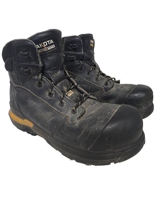 Dakota Men\'s 6300 6 inch Composite Toe Waterproof Work Boot Black Yellow 10.5M